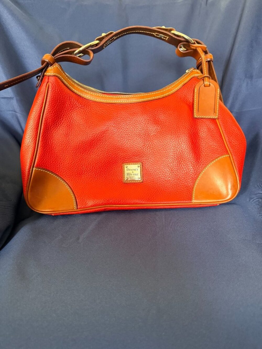 Dooney & Bourke Red Pebble Grain Leather Harrison Hobo With Wallet & Key Fob